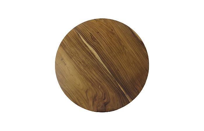 Chuleta Round Dining Table on Stainless Steel Base, Natural